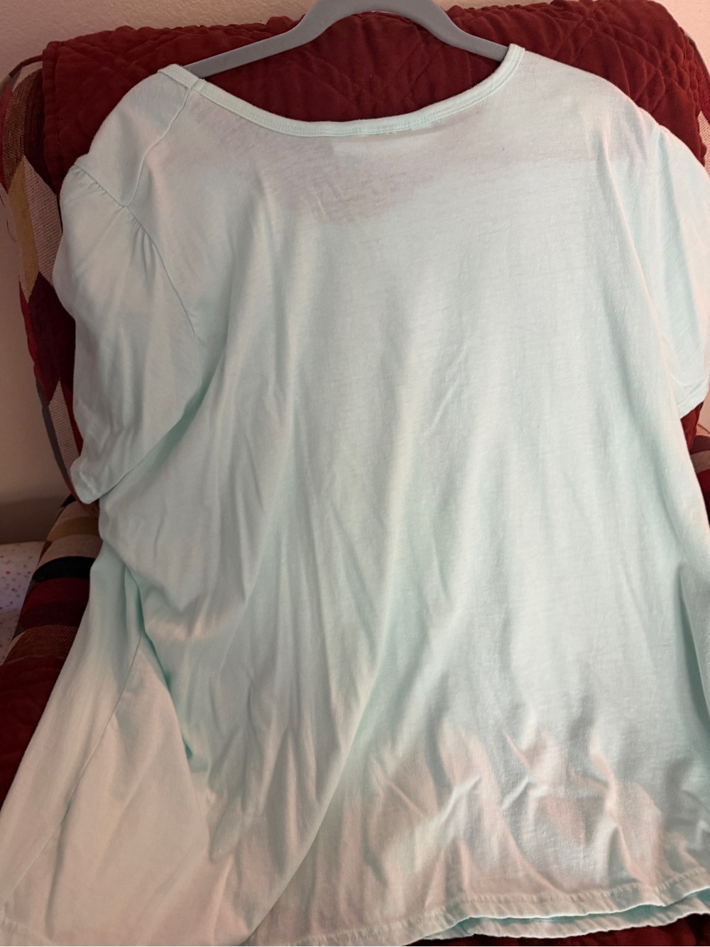 Roaman's Mint Short Sleeve Ruffle Yoke Top - Picture 3 of 3
